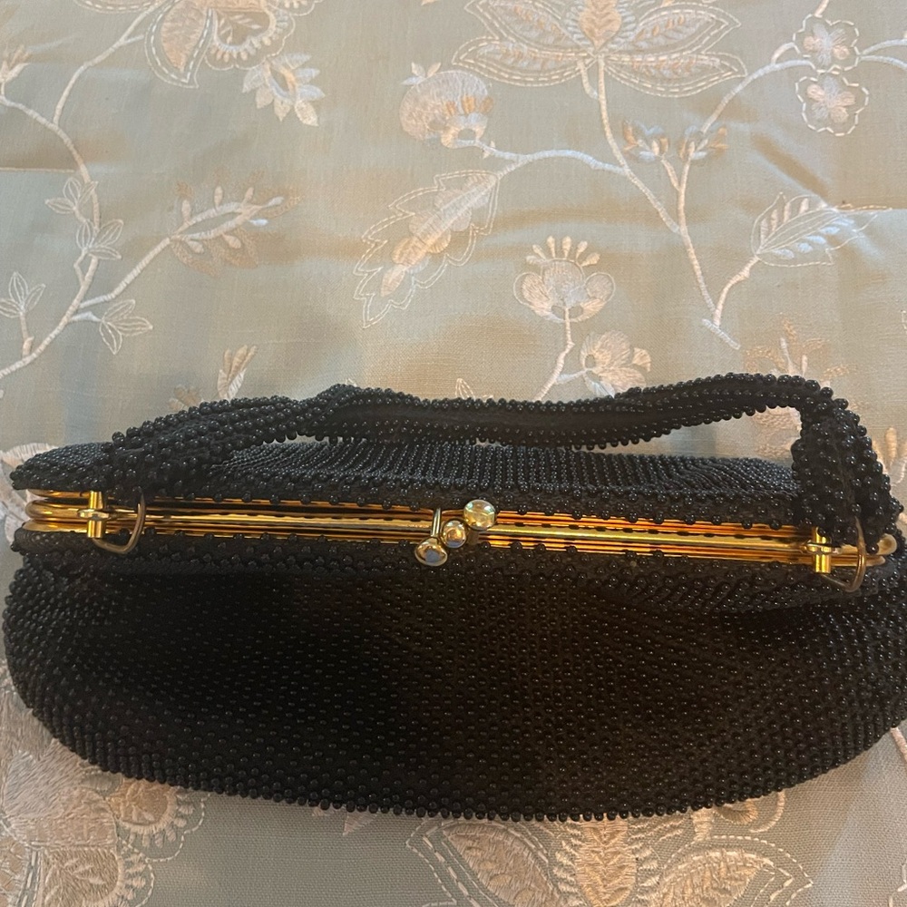 Black Beaded Corde’ Bead Vintage Bag - Picture 6 of 14